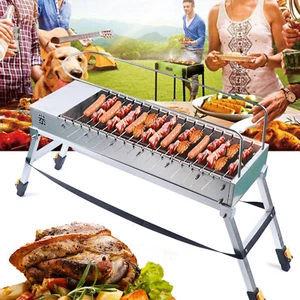 Barbecue Grill Charcoal Rack Flipping Rotating Portable 20 Skewers Outdoor BBQ - Picture 1 of 11