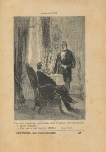 Stampa antica NAPOLEONE III e CAVOUR A COLLOQUIO SULL'ITALIA 1885 Antique Print - Picture 1 of 1