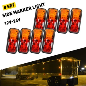8X LED Amber Red Clearance Lights Side Marker Lamp Trailer Truck Caravan 12-24V - Picture 1 of 14
