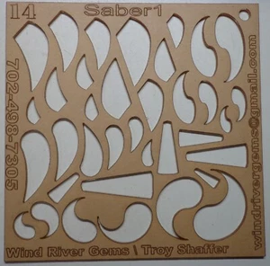 WRG- Cabochon Template - Number 14 - Saber 1 Clear Acrylic Designer Shapes - Picture 1 of 1