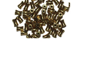 6mm Dogbone Goldtone Old Gold Metalized Metallic Beads - Picture 1 of 1