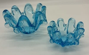 Vtg Hand Blown MURANO Art Glass CANDY DISH BOWL Cobalt Blue Nesting Set Of 2 - Picture 1 of 20