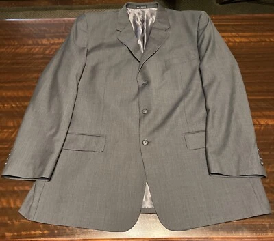 ALFANI Hombres Blazer Abrigo Deportivo Chaqueta Traje Blazer 48L Gris Tejido 100% Lana Foto 1 de 4