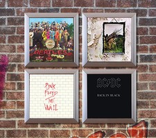 Set of 4 Silver Vinyl Record Wall Display Frames 