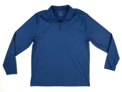 Via Europa Men's 1/4 Zip Long Sleeve Knit Pullover Shirt XL Blue Stripe - Image 1 of 4