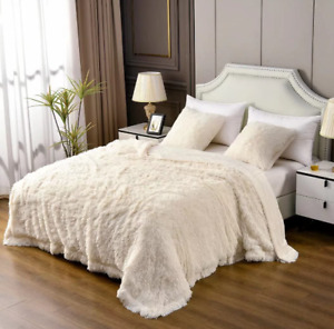 Luxurious Alpaca Fur White Bedspread Real Fur Bedspread Plush Soft Handmade