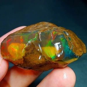 Ópalo Welo etíope natural áspero - arco iris cristal de fuego crudo espécimen grande - Imagen 1 de 8
