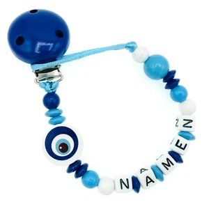 Schnullerkette mit Wunschnamen ❤️ NAZAR TÜRKISCHE AUGE ❤️ Personalisiert ❤️ - Bild 1 von 3