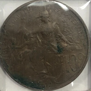1917 France 10 Centimes Foreign Coin #2150 - Picture 1 of 2