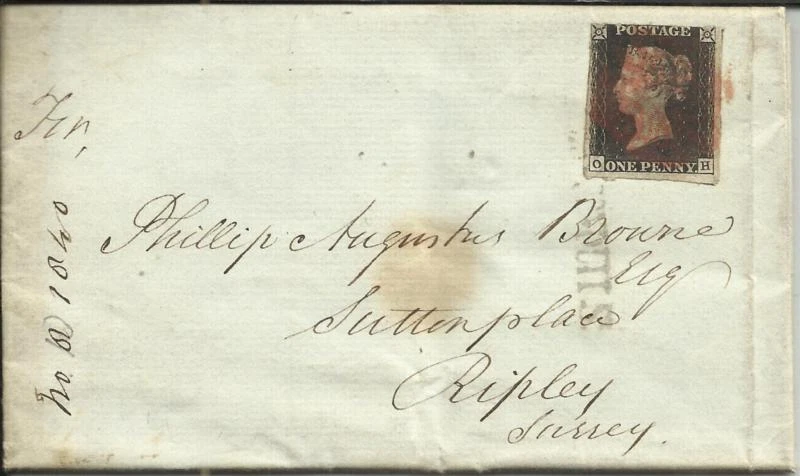 Great Britain SG#1 RED MALTESE CROSS & straightline, backstamped OC/13/1840 - Image 1 of 3