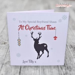 Personalised Christmas Card Husband  Boyfriend Partner Fiance Stag Male - Picture 1 of 9