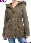 New Womens Ladies Parka Jacket Padded Sleeves Winter Coat Fishtail Size 8 16 Co