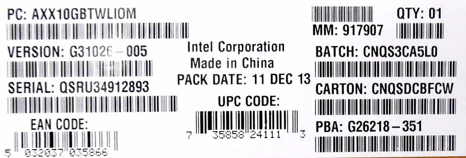 Intel AXX10GBTWLIOM Dual Port Intel X540-BT2 10GbE I/O Module NEW BULK PACK  - Image 1 of 1