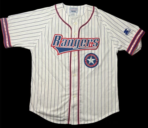 VTG Texas Rangers Ivan Rodriguez Baseball Jersey Sewn Starter Sz L HTF RARE 90’s Cover