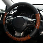 Wood Grain Car Steering Wheel Cover Leather Anti-slip For BMW E90 E93 X1 X3