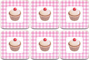 Cupcakes Cup Cake Cork Backed Coasters Set 6 Kitchen Dining Table Decor *New*