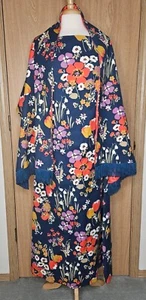 Vintage Halter Maxi Dress 1960s mod Floral Print Handmade W/Shawl - Picture 1 of 5