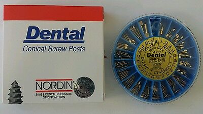 Dental Screw Post Authentic NORDIN Complete Kit Gold 120 Posts 2 Key Wrench Tool • 29.70£