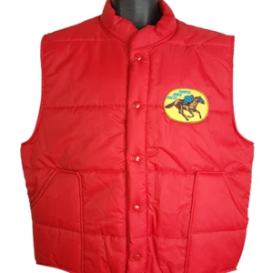 Vintage Quarter Horse Racer Puffy Vest Mens Size XL 80s Racing Made In USA - Picture 1 of 9