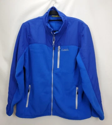 Cabelas Mens Waffle Fleece Jacket Coat Size XL Blue Full Zip Thermal Grid - Image 1 of 4