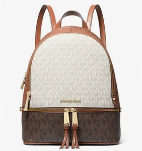 Michael Kors Rhea Medium Color-Block Logo Backpack Luggage Brand New - Picture 1 of 13