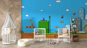 Super Mario Bros Self-Adhesive Wallpaper Mural Home Wall Art Decor WP18 - Picture 1 of 2