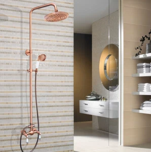 Juego de ducha de baño de cobre rojo 8" cabezal de ducha de lluvia cerámica ducha de mano - Imagen 1 de 7