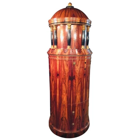 Q'Monumental Secretary IN Columns Form IN Antique Biedermeier Style Mahogany Cover