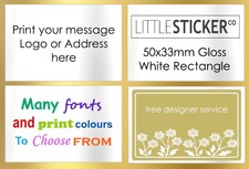 GLOSS WHITE Wedding Favour labels personalised rectangles x50! Medium