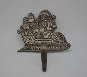 Cast Iron Santa Claus Sleigh Christmas Stocking Hanger Holder Grandeur Noel - Picture 1 of 4