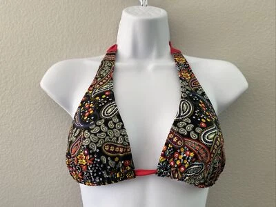 Athleta Paisley Bikini Swim Suit Top Pink Tie Halter Neck Size Small - No Pads - Image 1 of 4