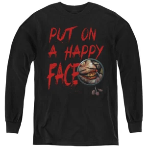 Batman Kids Long Sleeve Shirt Happy Face Black Tee - Picture 1 of 1
