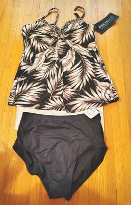 Maiô Tankini Magicsuit preto multi aro novo com etiquetas, 14 - Imagem 1 de 3