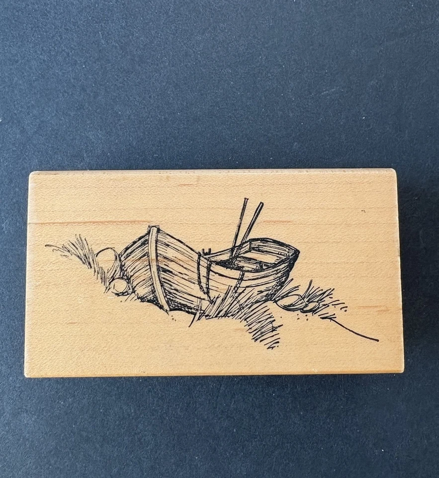 Art Impressions 木船岸上独木舟 1996 年橡皮图章 J-1495 — 第 1/4 张图片