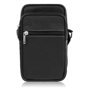 Herren Leder Umhängetasche klein schwarz Abruzzo ABR-37 - Bild 1 von 8