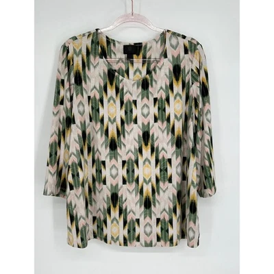 JM Collection Colorful Print Top Blouse Lightweight Stretch 1X - Image 1 of 4
