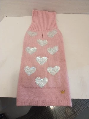  Valentine Dog Turtle Neck Sweater Pink With Sequin Size 12 - Image 1 of 4