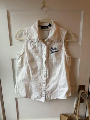 Винтажный Harley Davidson без рукавов на пуговицах - Изображение 1 из 3