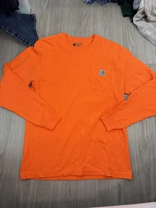 NEW Carhartt Neon Force Bright Orange Long Sleeve Shirt Size Small - Picture 1 of 2
