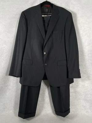 Samuelsohn X Loro Piana Extreme 2PC Suit Men’s 46R Gray Super 120's Wool Striped - Image 1 of 4