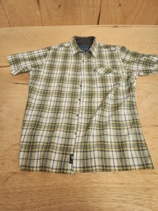 Kuhl Born in the Mountains Shirt Large Short Sleeve Button Up Green Blue - Picture 1 of 12