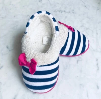 Zapatillas a rayas azules y blancas para niñas Zapatos de casa Mocasines Talla 9 - 10 Rosa Lazo 🎀  Foto 1 de 4