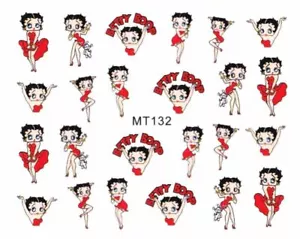 Betty Boop Nail Sticker Decal Set Classic Red Kiss Classy 24 - Picture 1 of 1