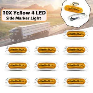 10pcs 12V 24V 4 LED Clearance Side Marker Light Indicator Lamp Truck Trailer Van - Picture 1 of 11