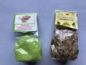 Authentic Sicilian Sea Salt Sicily Trapani 1 each Pistachio and Oregano - Picture 1 of 2