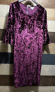 CALVIN KLEIN WOMEN'S Purple ZIP UP BACK LONG SLEEVE DRESS SIZE 2P MSRP $ 90 - Picture 1 of 4