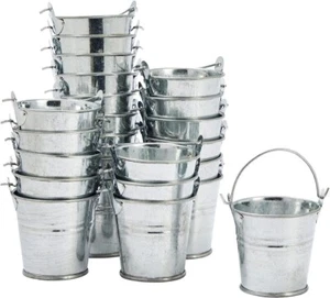 24 Pack Mini Metal Buckets with Handles for Party Favors, Small Galvanized Tin - Picture 1 of 1