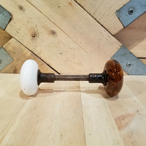 Vintage Door Handles with Ceramic Knob and Lacquered Wood Knob - Swanky Barn Cover