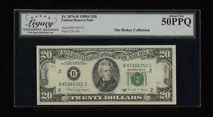 DBR 1988-A $20 FRN New York Fr. 2076-B Legacy AU-50 PPQ Serial B85366351I - Picture 1 of 2