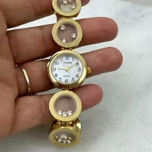 Vintage geneva watch pearl face with floating crystals Gold Tone (need Battery) - Picture 1 of 9
